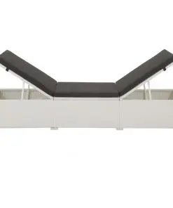 vidaXL Sun Lounger with Cushion Poly Rattan White