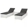 vidaXL Sun Loungers 2 pcs with Table Poly Rattan White vidaXL Sun Loungers 2 pcs with Table Poly Rattan White