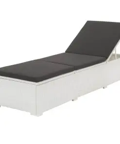 vidaXL Sun Loungers 2 pcs with Table Poly Rattan White