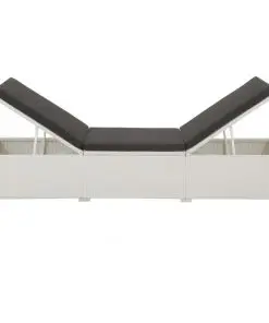 vidaXL Sun Loungers 2 pcs with Table Poly Rattan White