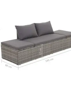 vidaXL Garden Bed Grey 195×60 cm Poly Rattan