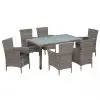 vidaXL 7 Piece Outdoor Dining Set with Cushions Poly Rattan Grey
