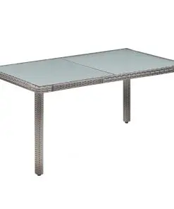 vidaXL 7 Piece Outdoor Dining Set with Cushions Poly Rattan Grey