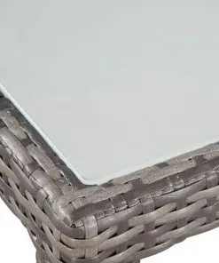 vidaXL 7 Piece Outdoor Dining Set with Cushions Poly Rattan Grey