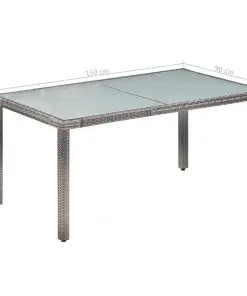 vidaXL 7 Piece Outdoor Dining Set with Cushions Poly Rattan Grey