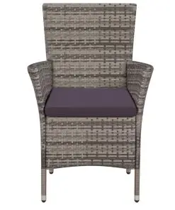 vidaXL Garden Chairs 2 pcs with Cushions Poly Rattan Grey