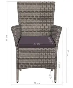 vidaXL Garden Chairs 2 pcs with Cushions Poly Rattan Grey