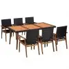 vidaXL 7 Piece Outdoor Dining Set Poly Rattan Black and Brown