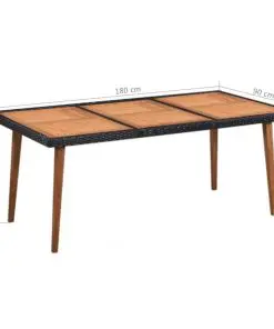 vidaXL 7 Piece Outdoor Dining Set Poly Rattan Black and Brown