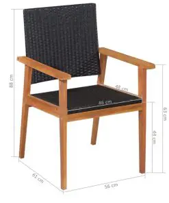 vidaXL 7 Piece Outdoor Dining Set Poly Rattan Black and Brown