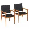 vidaXL Outdoor Chairs 2 pcs Poly Rattan Black and Brown