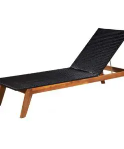 vidaXL Sun Lounger Poly Rattan and Solid Acacia Wood
