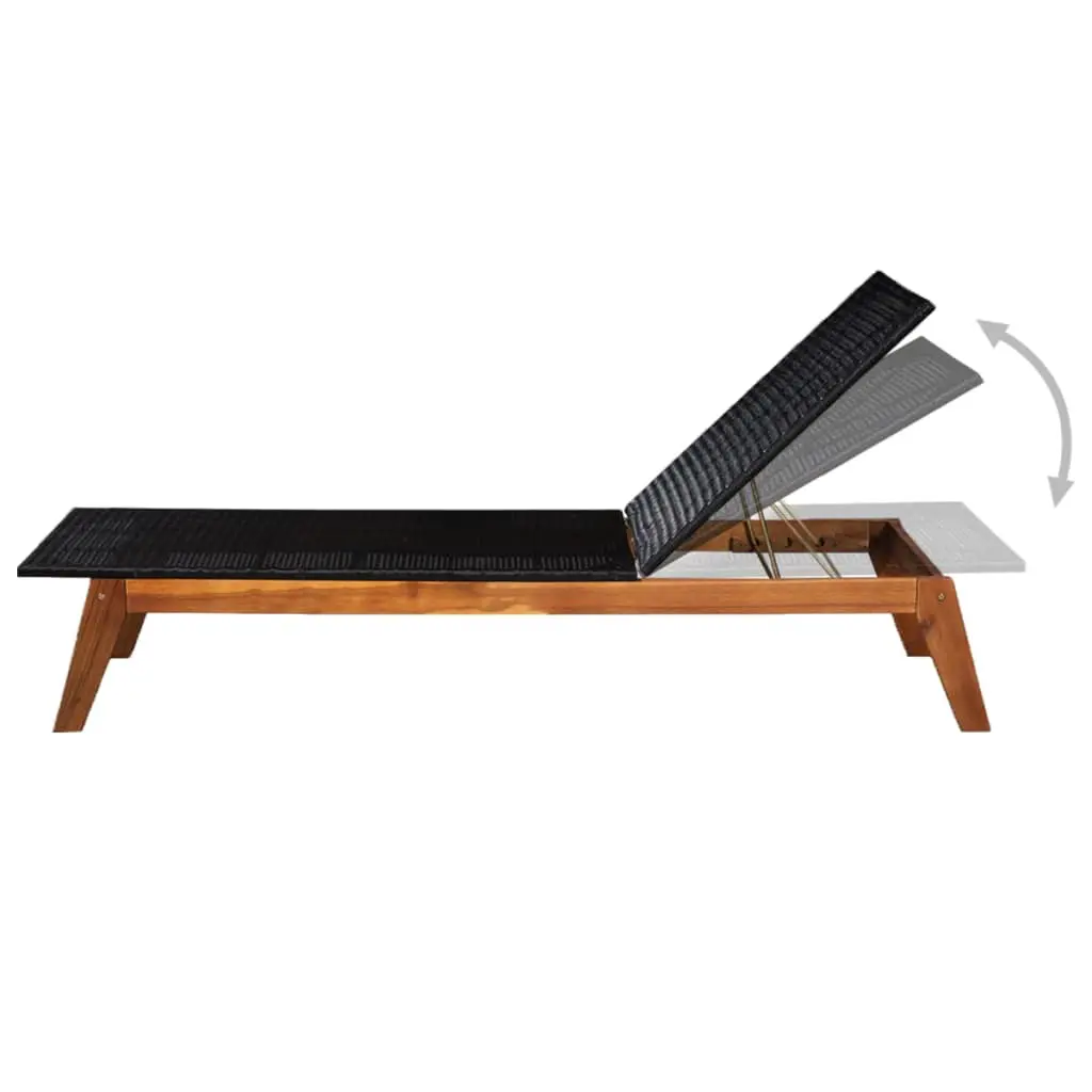 vidaXL Sun Lounger Poly Rattan and Solid Acacia Wood