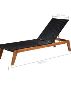 vidaXL Sun Lounger Poly Rattan and Solid Acacia Wood