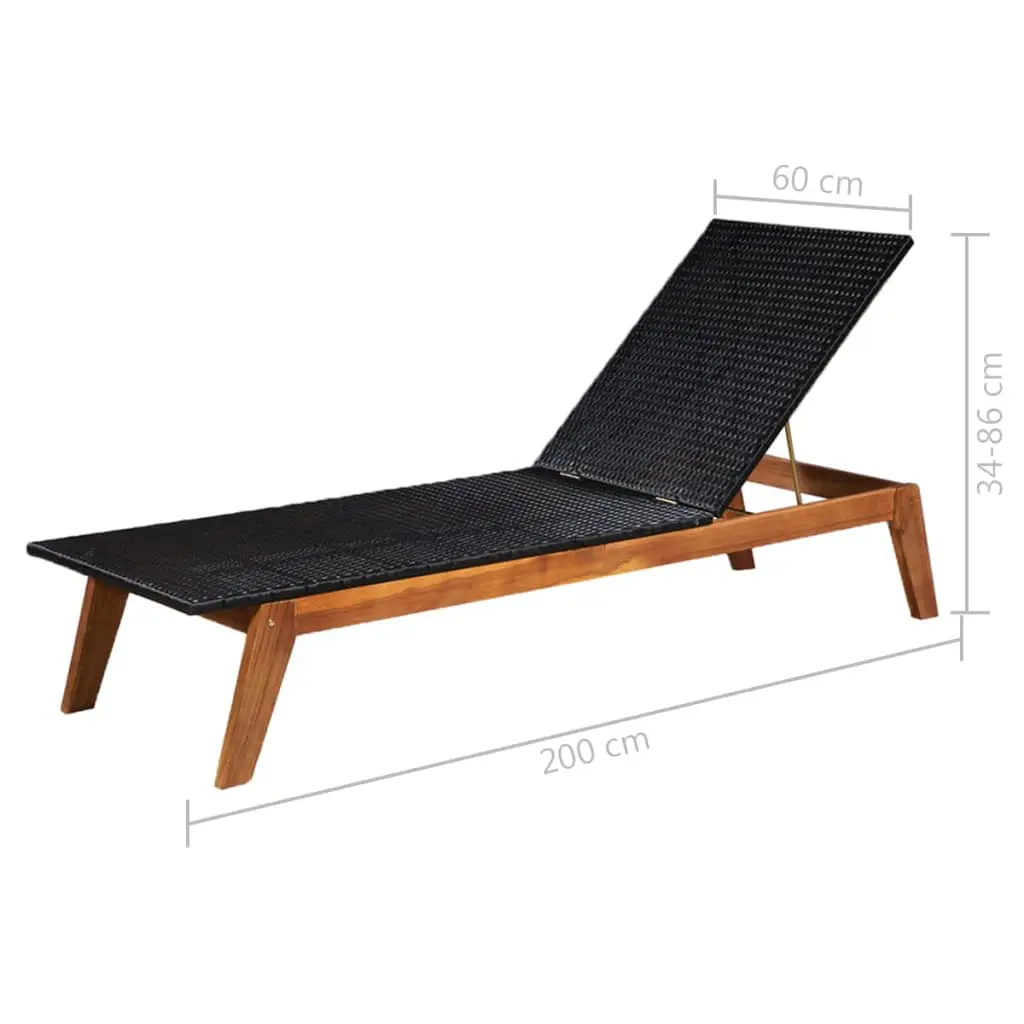 vidaXL Sun Lounger Poly Rattan and Solid Acacia Wood