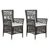 vidaXL Outdoor Chairs 2 pcs with Cushions Poly Rattan Brown