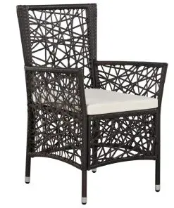 vidaXL Outdoor Chairs 2 pcs with Cushions Poly Rattan Brown