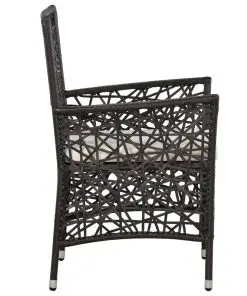 vidaXL Outdoor Chairs 2 pcs with Cushions Poly Rattan Brown