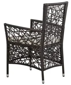 vidaXL Outdoor Chairs 2 pcs with Cushions Poly Rattan Brown