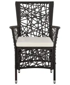 vidaXL Outdoor Chairs 2 pcs with Cushions Poly Rattan Brown
