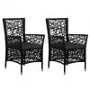 vidaXL Outdoor Chairs 2 pcs with Cushions Poly Rattan Black