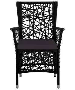 vidaXL Outdoor Chairs 2 pcs with Cushions Poly Rattan Black
