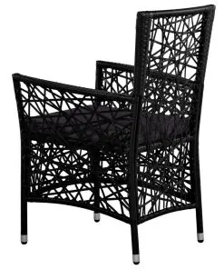 vidaXL Outdoor Chairs 2 pcs with Cushions Poly Rattan Black