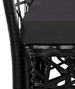 vidaXL Outdoor Chairs 2 pcs with Cushions Poly Rattan Black