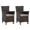 vidaXL Outdoor Chairs with Cushions 2 pcs Poly Rattan Brown
