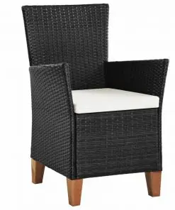 vidaXL Outdoor Chairs with Cushions 2 pcs Poly Rattan Black
