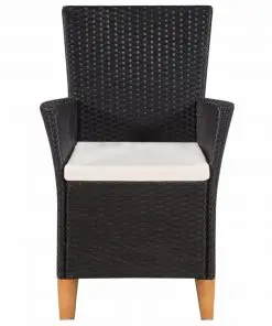 vidaXL Outdoor Chairs with Cushions 2 pcs Poly Rattan Black