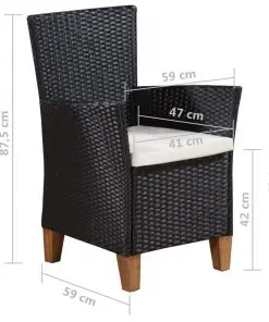 vidaXL Outdoor Chairs with Cushions 2 pcs Poly Rattan Black