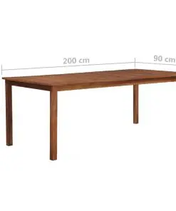 vidaXL Garden Table 200x90x74 cm Solid Acacia Wood