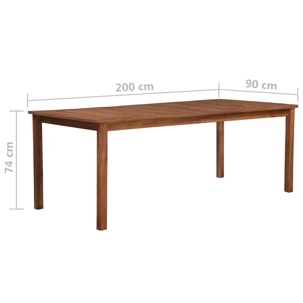 vidaXL Garden Table 200x90x74 cm Solid Acacia Wood