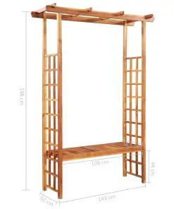 vidaXL Garden Pergola with Bench Solid Acacia Wood 143x50x198 cm