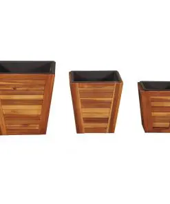 vidaXL Garden Planter Set 3 Pieces Square Solid Acacia Wood
