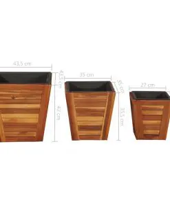 vidaXL Garden Planter Set 3 Pieces Square Solid Acacia Wood