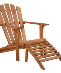 vidaXL Garden Adirondack Chair with Footrest Solid Acacia Wood