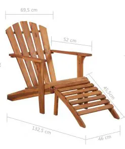 vidaXL Garden Adirondack Chair with Footrest Solid Acacia Wood