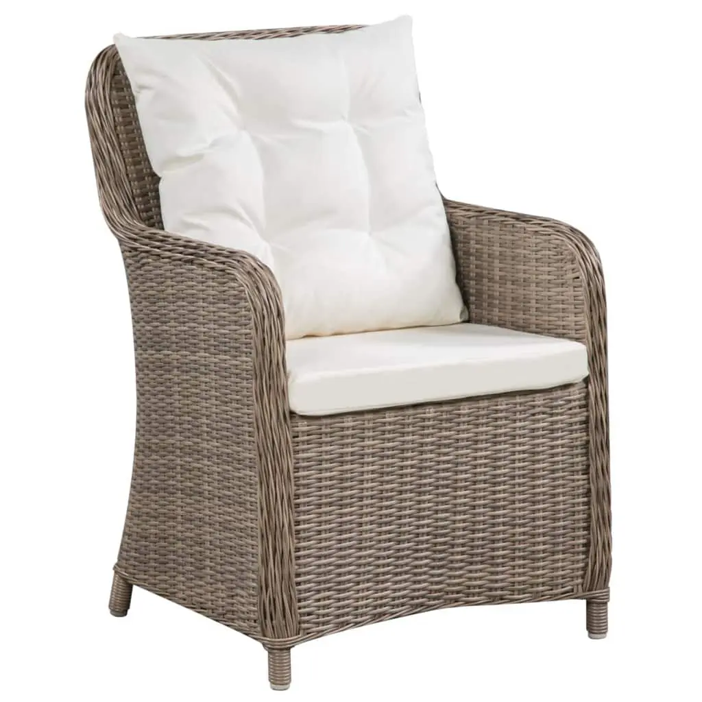 vidaXL 11 Piece Outdoor Dining Set with Sunloungers Poly Rattan Brown