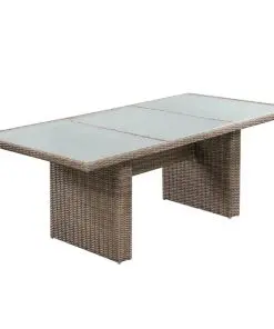 vidaXL 11 Piece Outdoor Dining Set with Sunloungers Poly Rattan Brown