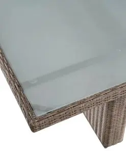 vidaXL 11 Piece Outdoor Dining Set with Sunloungers Poly Rattan Brown