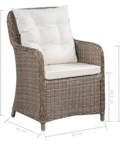 vidaXL 11 Piece Outdoor Dining Set with Sunloungers Poly Rattan Brown