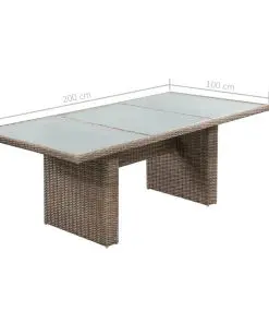 vidaXL 11 Piece Outdoor Dining Set with Sunloungers Poly Rattan Brown