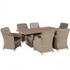 vidaXL 7 Piece Outdoor Dining Set with Cushions Poly Rattan Brown vidaXL 7 Piece Outdoor Dining Set with Cushions Poly Rattan Brown