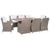 vidaXL 9 Piece Outdoor Dining Set with Cushions Poly Rattan Brown vidaXL 9 Piece Outdoor Dining Set with Cushions Poly Rattan Brown