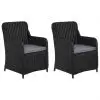 vidaXL Outdoor Chairs with Cushions 2 pcs Poly Rattan Black