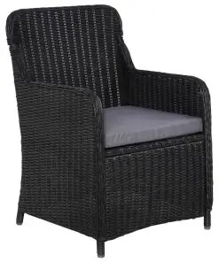 vidaXL Outdoor Chairs with Cushions 2 pcs Poly Rattan Black