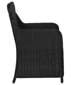 vidaXL Outdoor Chairs with Cushions 2 pcs Poly Rattan Black