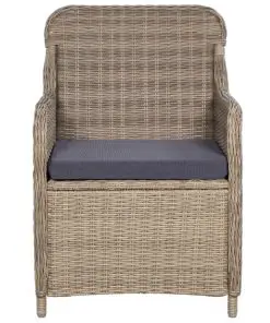vidaXL Outdoor Chairs with Cushions 2 pcs Poly Rattan Brown